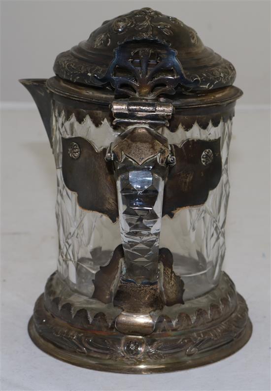 A German facetted glass and silver mounted flagon, late 18th century, height 18cm (7in.)